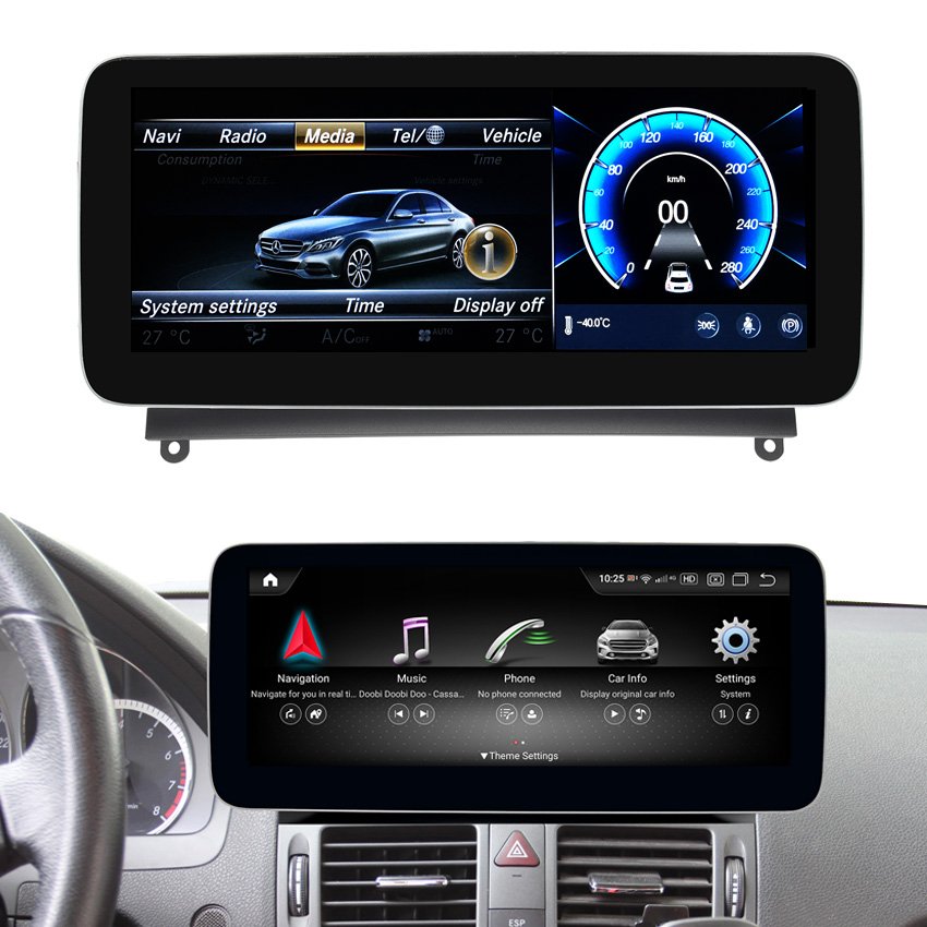 12.3 inch 1920*720p HD Car DVD Player Android 13 Screen for Mercedes Benz C Class W204 C180 C200 C350 C63 Coupe Multimedia