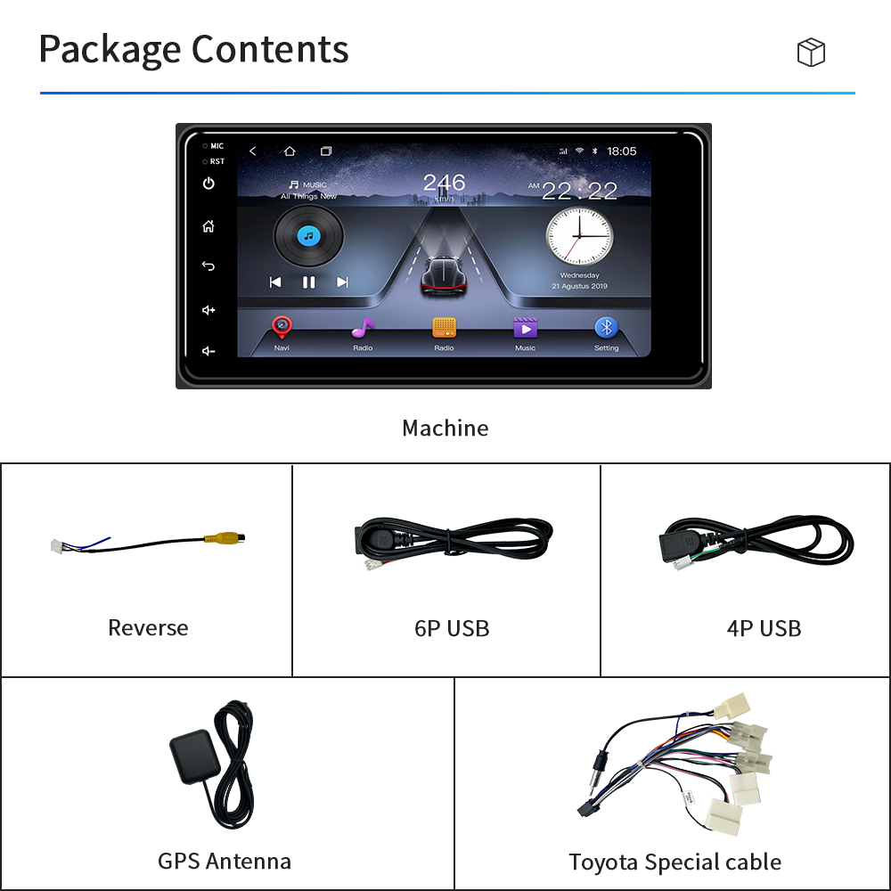 Universal 2 din TS7 1+32GB android touch screen support carplay stereo 7 inch car dvd player for toyota