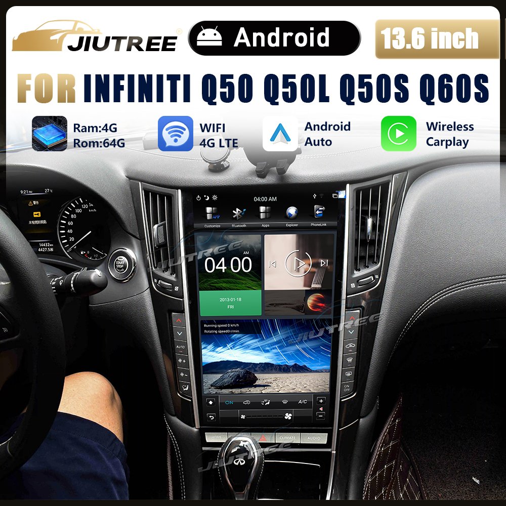 13.6 Inch Vertical Screen For Infiniti Q50 Q50L Q60S 2012-2019 Car Multimedia Android Screen Car Video Radio Car DVD Player