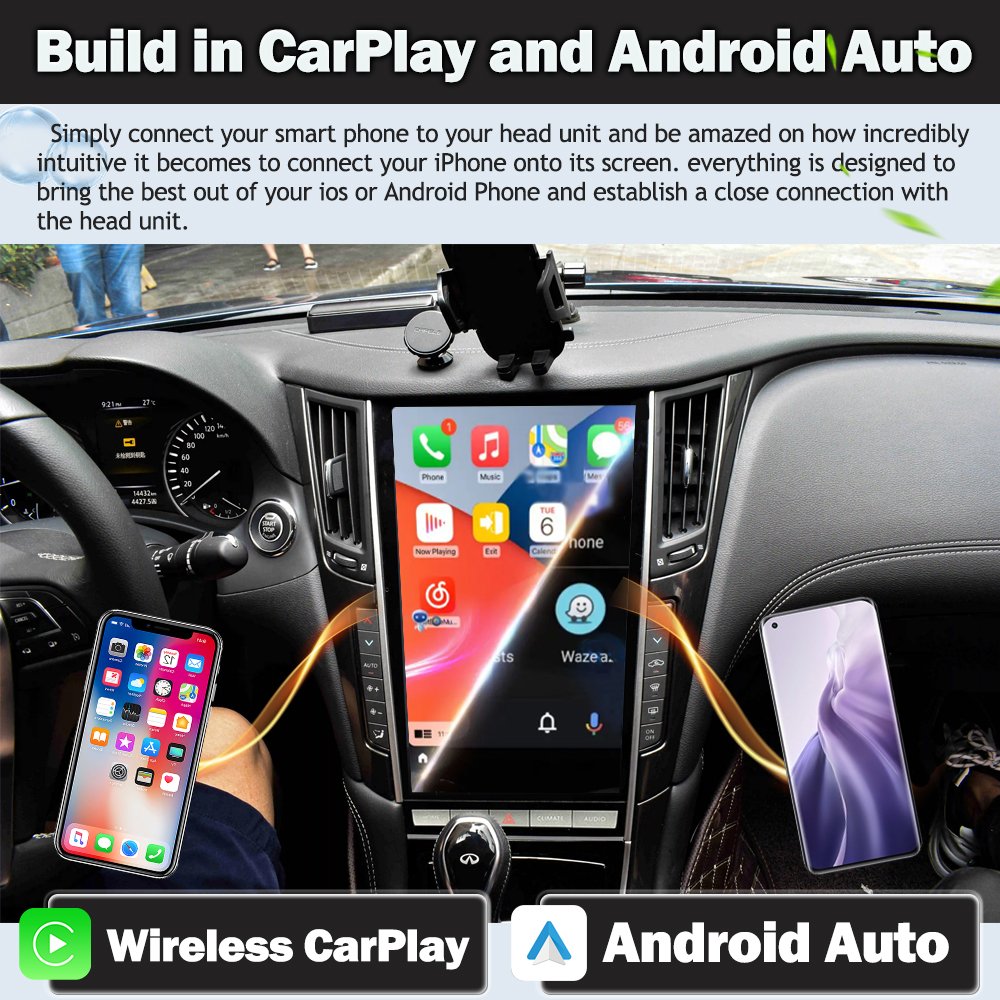 13.6 Inch Vertical Screen For Infiniti Q50 Q50L Q60S 2012-2019 Car Multimedia Android Screen Car Video Radio Car DVD Player