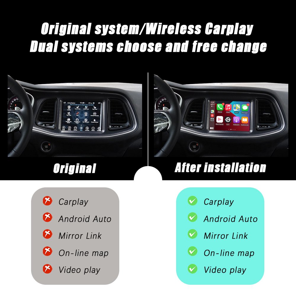 CZT-AUTO Wireless Carplay Android Auto For Dodge Challenger 2013-2016 Radio Car DVD Player Mirror Link GPS Navigation Smart Box