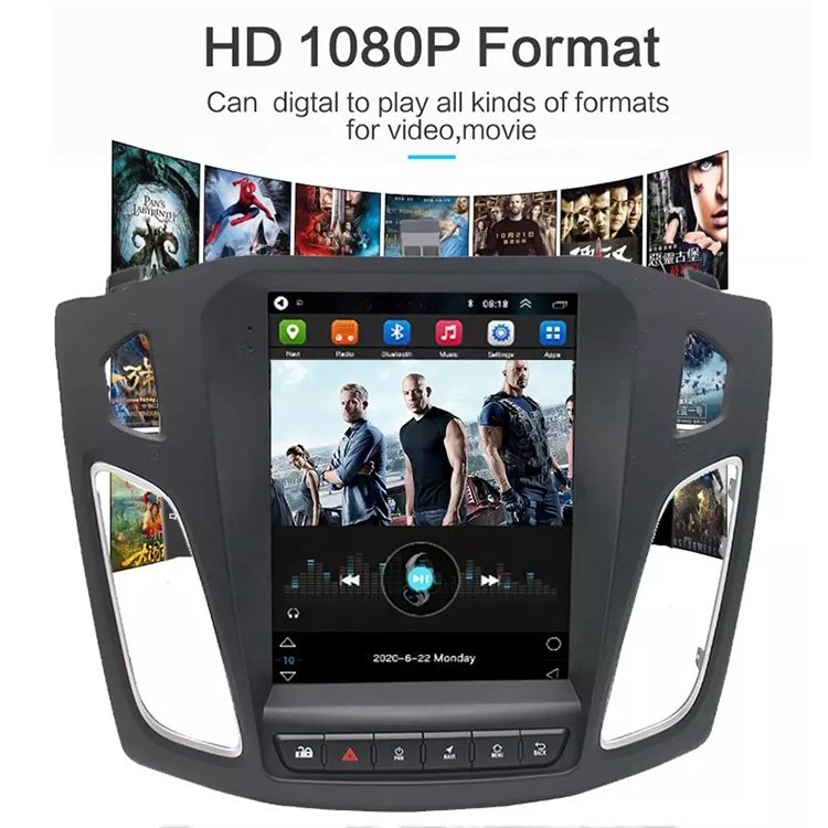 Android 11 Car Carplay Touch Screen Radio 2 Din 9.7 Inch Tesla Style Multimedia Car Dvd Player For Ford Focus 2012-2018 MK3