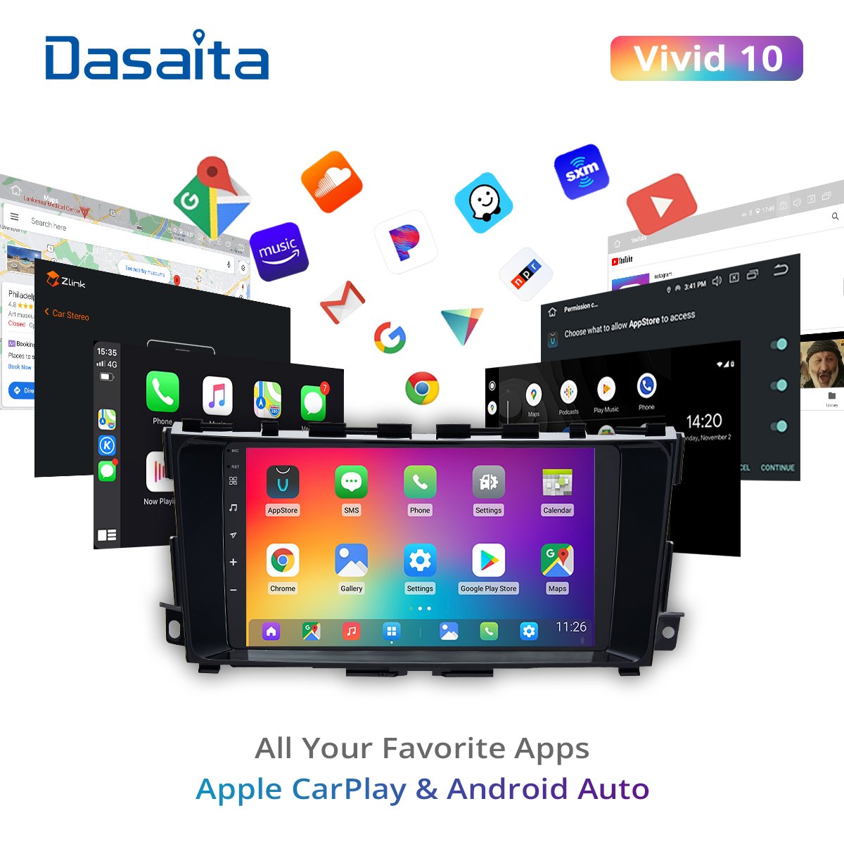 Dasaita 9 inch Vivid For Nissan Teana Altima 2014-2018 Car DVD player IPS 4G/64G Apple Carplay Wifi Plug and Play GPS Navigation