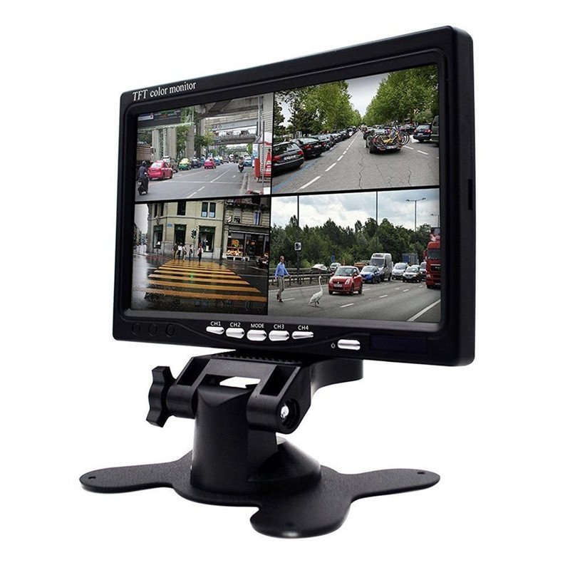 Podofo 7'' Split Screen Quad Monitor 4CH Video Input Windshield Style Parking Dashboard for Car Rear View Camera Car-styling