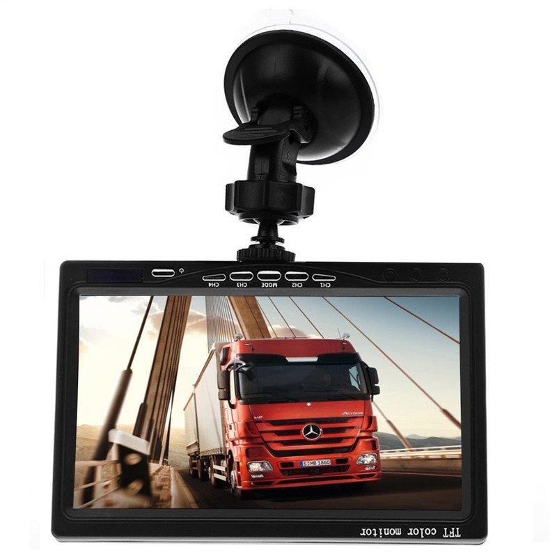 Podofo 7'' Split Screen Quad Monitor 4CH Video Input Windshield Style Parking Dashboard for Car Rear View Camera Car-styling