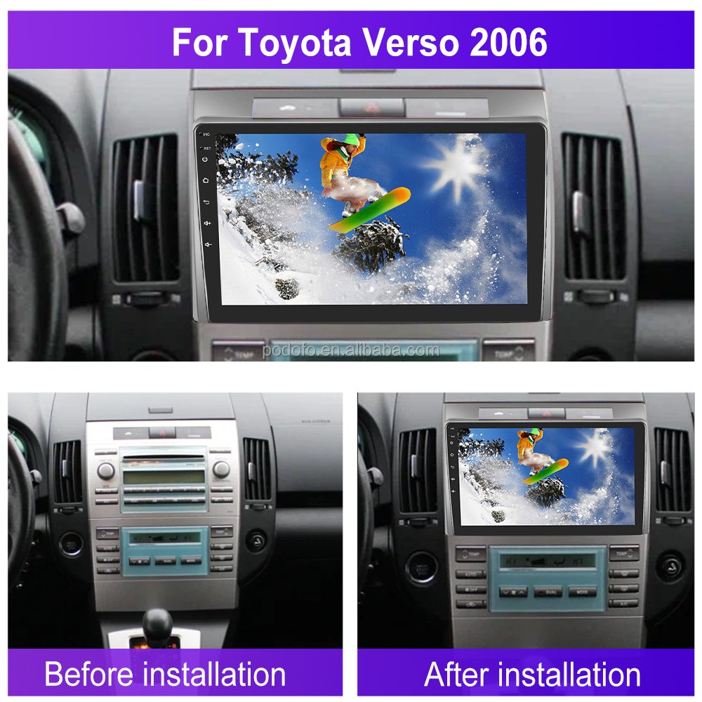 (EU Stock) Podofo 9" Car Radio For Toyota Verso 2006 CarPlay Android Auto GPS WiFi BT FM RDS Hi-Fi Android 13 Auto Parts