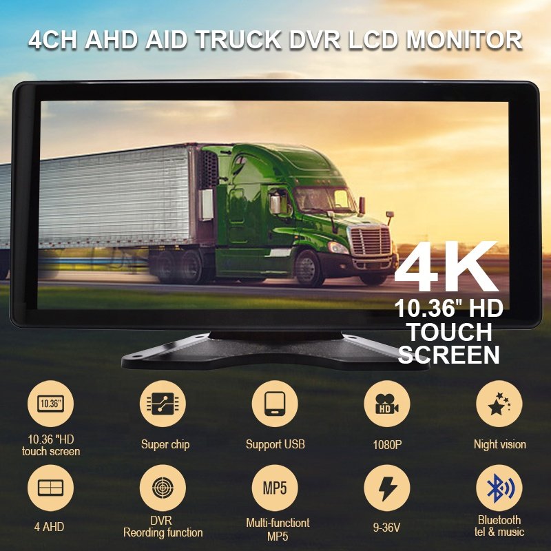 10.36 Inch Full-Touch Car Monitor Screen MP5 Multimedia Car DVD Player Truck Bus Monitor System