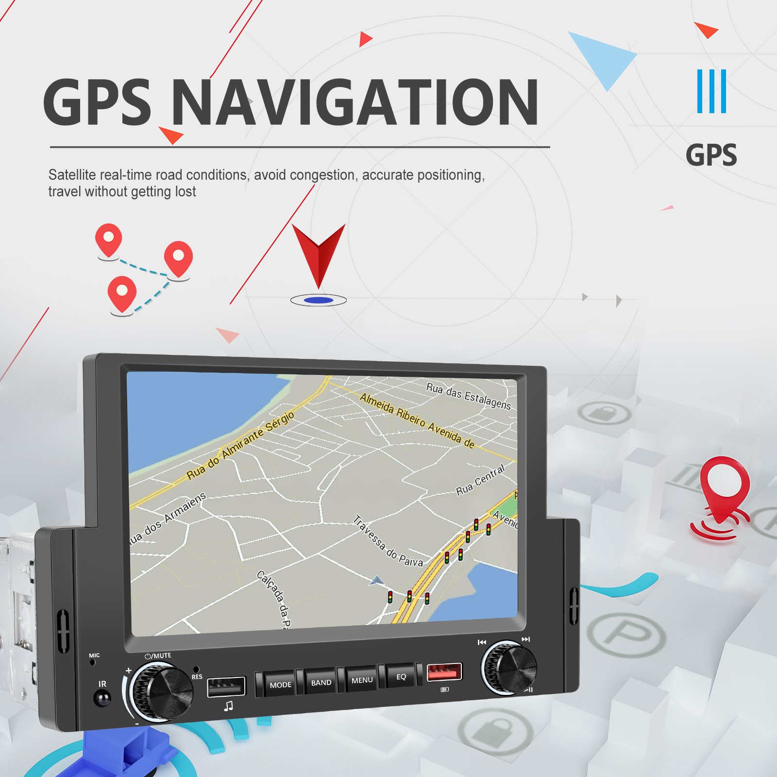 Podofo 6.2 Inch Android Car Radio 2+64G Single Din Car Stereo CarPlay /Android Auto GPS WIFI FM RDS BT Autoradio Factory Price