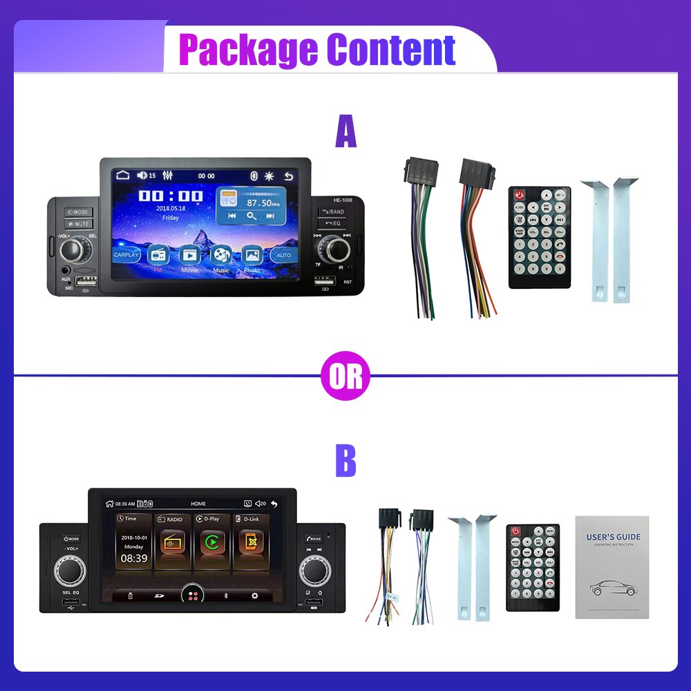 Universal 1Din 5 Inch Car Radio MP5 Carplay Multimedia Player Auto Radio Car Stereo Headunit With BT Remote Control Car Mp5 Dvd