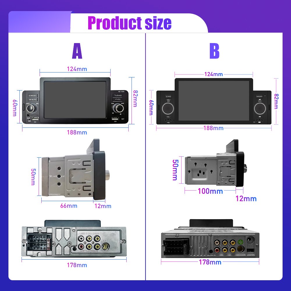 Universal 1Din 5 Inch Car Radio MP5 Carplay Multimedia Player Auto Radio Car Stereo Headunit With BT Remote Control Car Mp5 Dvd