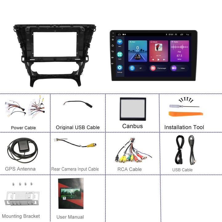 Podofo 9'' Android 13 Car Stereo 2+64G For Toyota AVENSIS 2015-2018 Car Radio Carplay Android Auto WIFI FM/RDS Factory