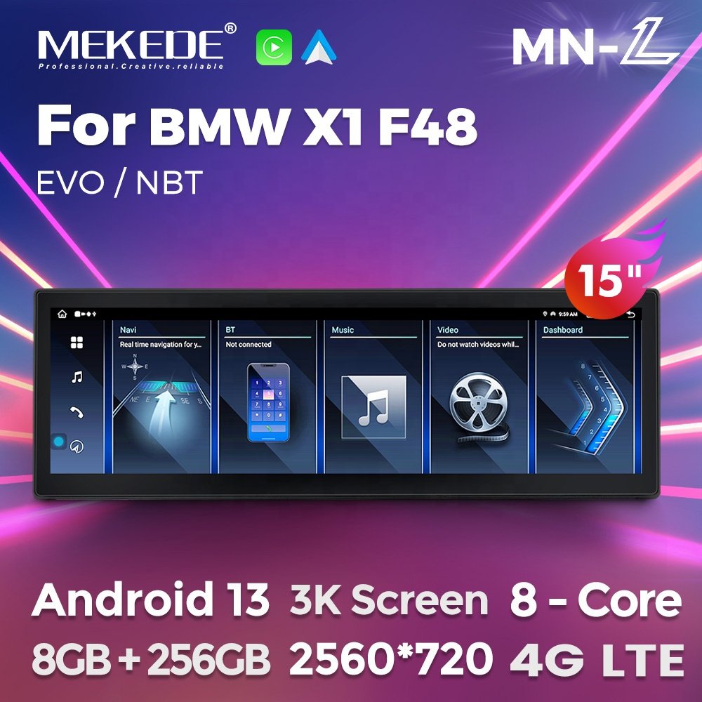 MEKEDE MNX 15INCH 3K OLED car dvd player GPS auto radio high quality BT 4G FM MAP play music DSP for BMW X1 F48 2016-2017