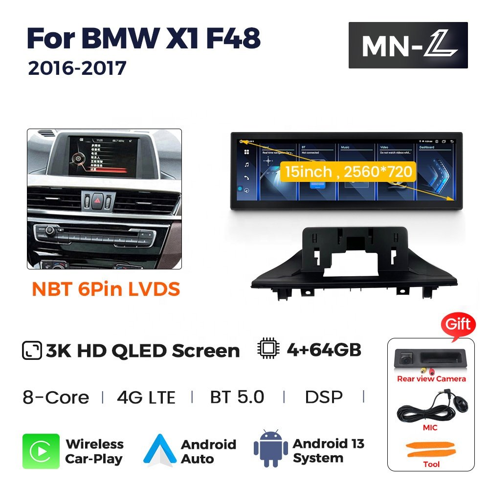 MEKEDE MNX 15INCH 3K OLED car dvd player GPS auto radio high quality BT 4G FM MAP play music DSP for BMW X1 F48 2016-2017