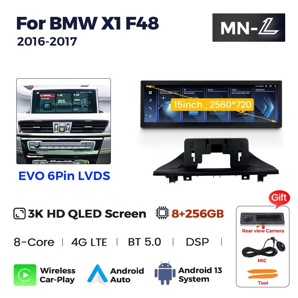 MEKEDE MNX 15INCH 3K OLED car dvd player GPS auto radio high quality BT 4G FM MAP play music DSP for BMW X1 F48 2016-2017