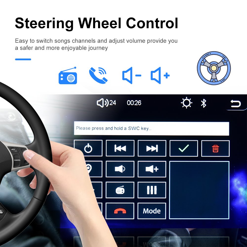 Podofo 2Din 6.2" MP5 7622C Car Player With Carplay Android Auto Car Radio SWC Phone Link EQ BT FM AUX TF Supported AHD Camera