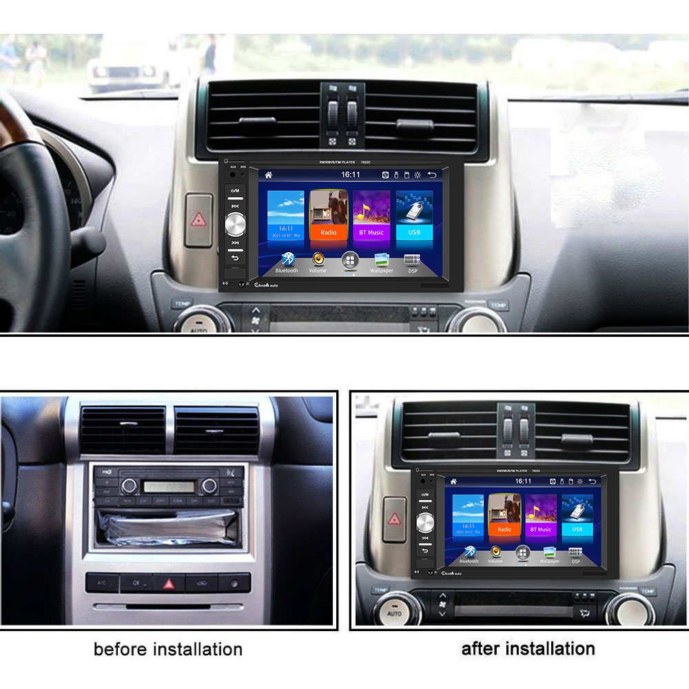 Podofo 2Din 6.2" MP5 7622C Car Player With Carplay Android Auto Car Radio SWC Phone Link EQ BT FM AUX TF Supported AHD Camera