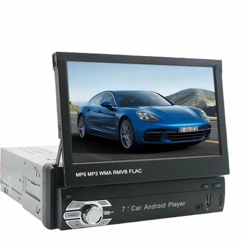 Hot car dvd player 7 inch 1 din retractable screen car MP5 player card USB BT multifunction car android radio stereo cd player