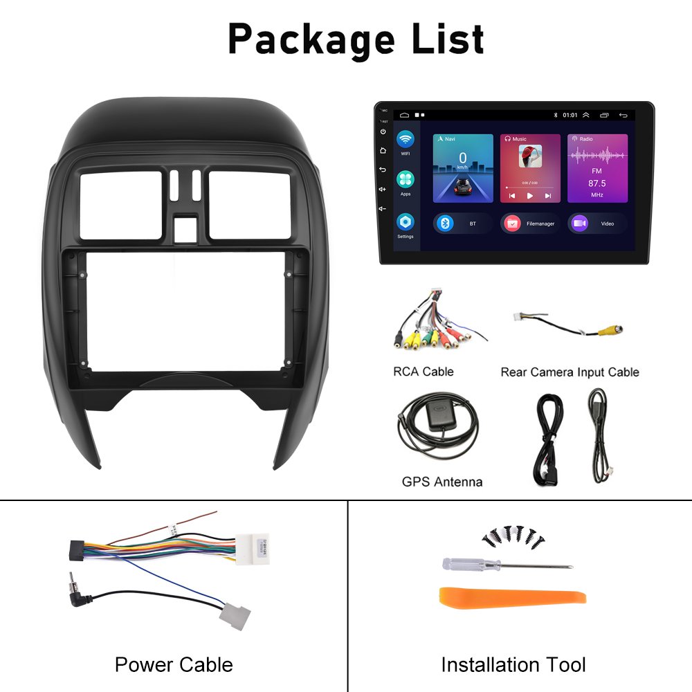 Podofo 2 Din 9 Inch Android Car Radio Carplay Android Auto GPS RDS HIFI with AHD Camera For Nissan Micra 2010-2017 Wholesale