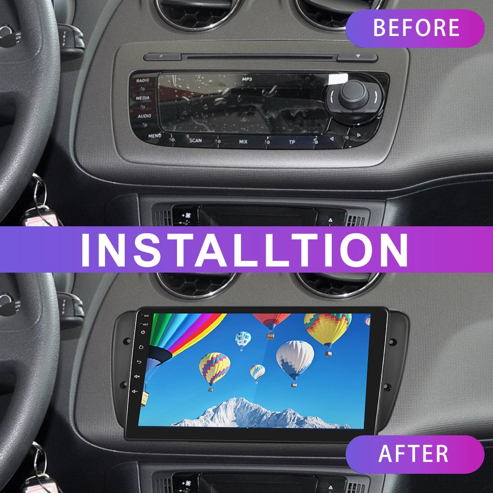 Podofo 9'' Dedicated Car Radio Frame ABS Plastic Bracket Panel Cover Trim 2 Din For SEAT IBIZA 2013