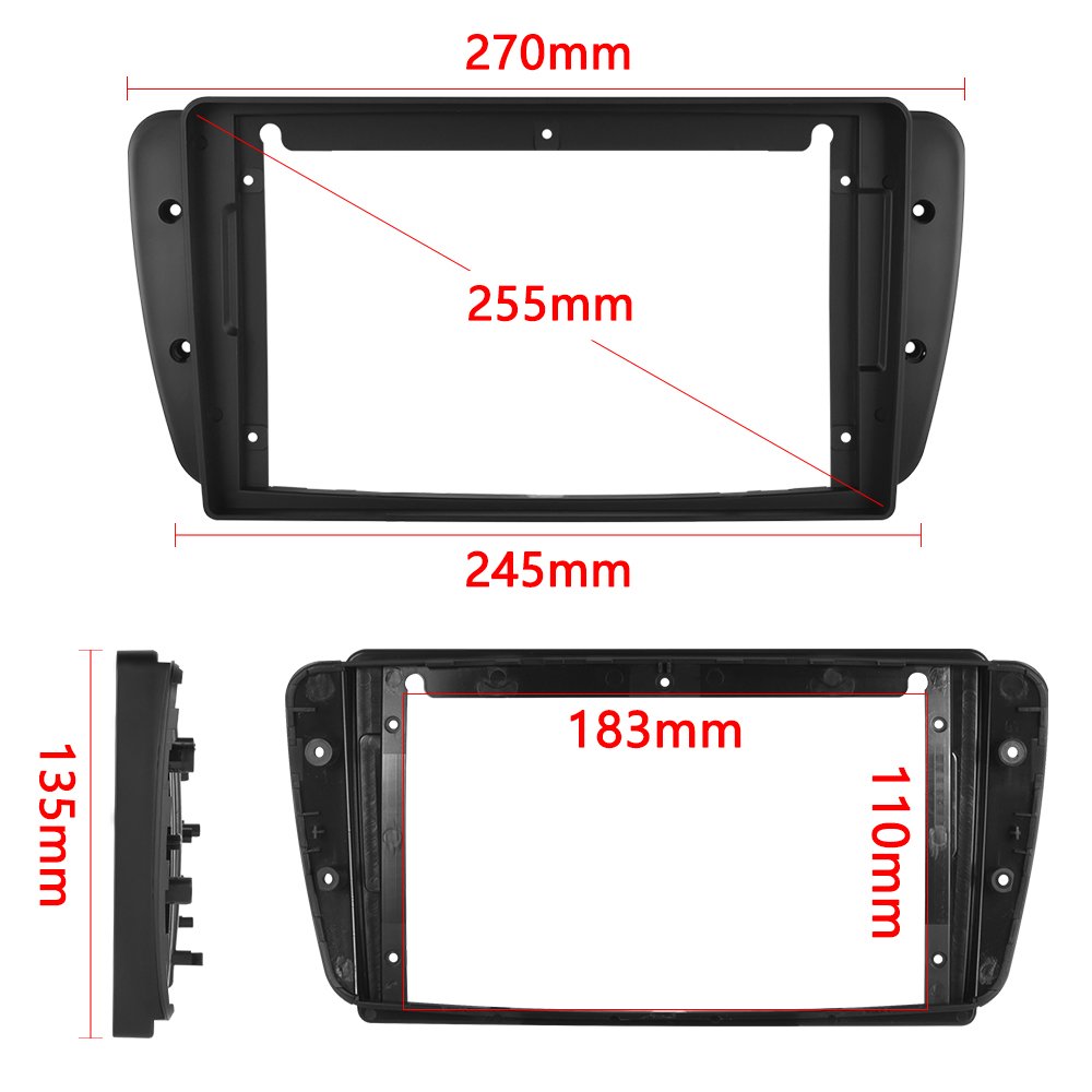 Podofo 9'' Dedicated Car Radio Frame ABS Plastic Bracket Panel Cover Trim 2 Din For SEAT IBIZA 2013