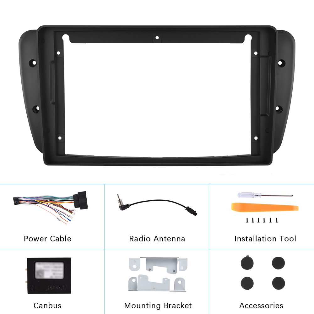 Podofo 9'' Dedicated Car Radio Frame ABS Plastic Bracket Panel Cover Trim 2 Din For SEAT IBIZA 2013