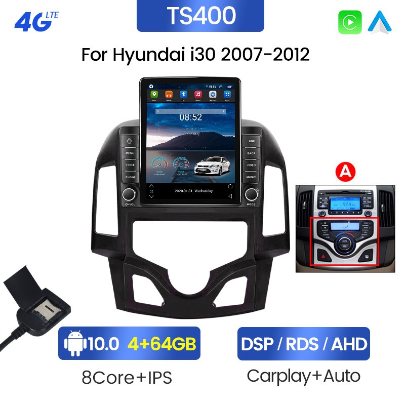 MEKEDE 8+128G BT RDS GPS IPS stereo android For Hyundai i30 2007-2012 360 camera car-play+auto key lights Car DVD Player