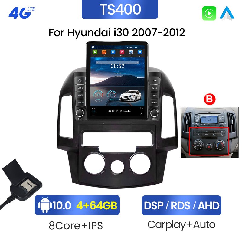 MEKEDE 8+128G BT RDS GPS IPS stereo android For Hyundai i30 2007-2012 360 camera car-play+auto key lights Car DVD Player