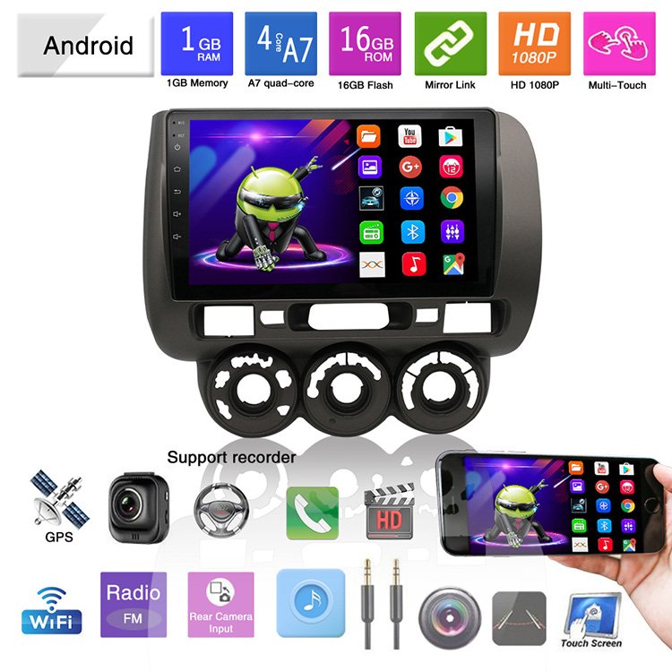 Android Autoradio Navigation System 2 Din Car Dvd Player Touch Screen Radio Stereo For Honda Fit RHD MT 2004 2005 2006 2007 2008