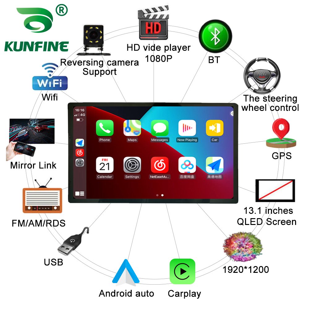 13.1Inch Double Din Car Stereo 2 Din Android Car Radio MP5 Player Autoradio Audio Car DVD Player navigation&gps Rotatable Screen