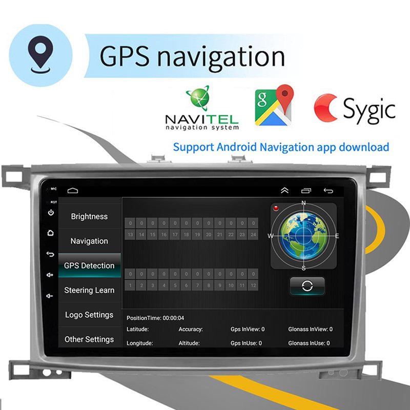 Android Gps Navigation Stereo Dvd Video Player 2 Din 10 Inch Car Radio for Toyota Land Cruiser LC100 2002--2007 Manuel