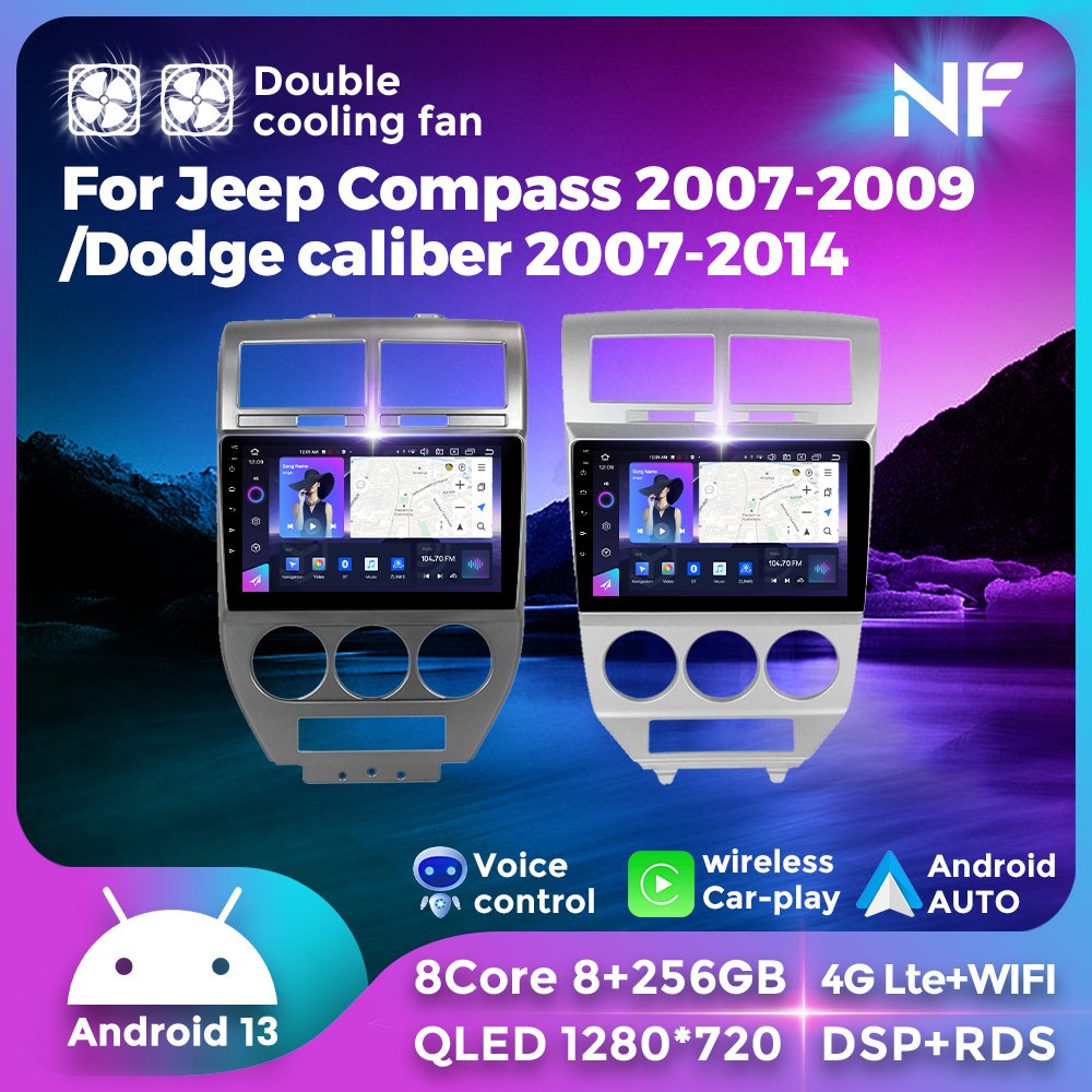 NaviFly NF Newest Android13 QLED 1280*720 8core+256GB 10inch For Jeep Compass 2007-2009 Dodge caliber 2007-2014 with Car player