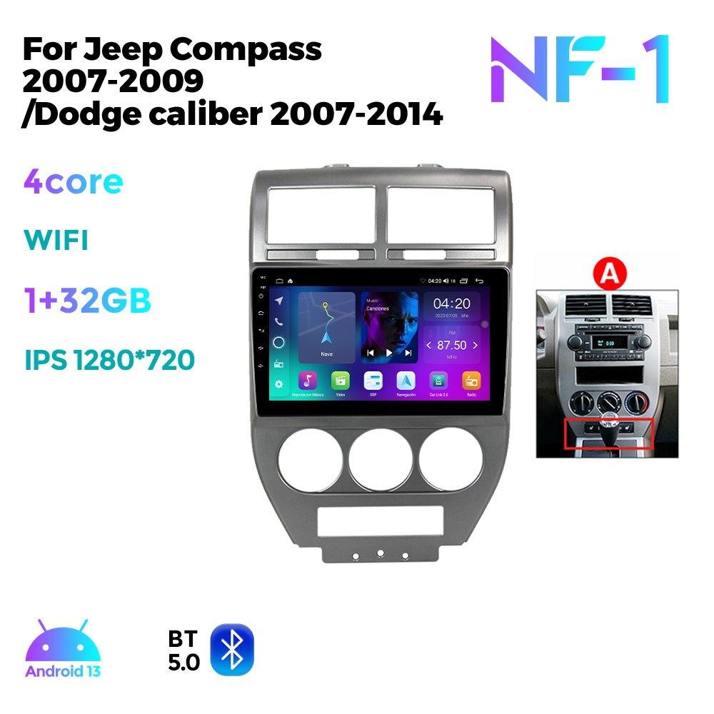 NaviFly NF Newest Android13 QLED 1280*720 8core+256GB 10inch For Jeep Compass 2007-2009 Dodge caliber 2007-2014 with Car player