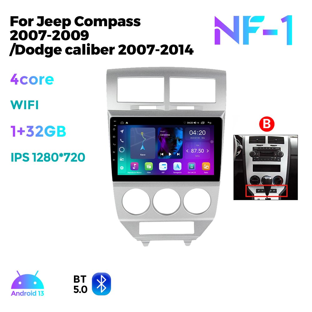 NaviFly NF Newest Android13 QLED 1280*720 8core+256GB 10inch For Jeep Compass 2007-2009 Dodge caliber 2007-2014 with Car player