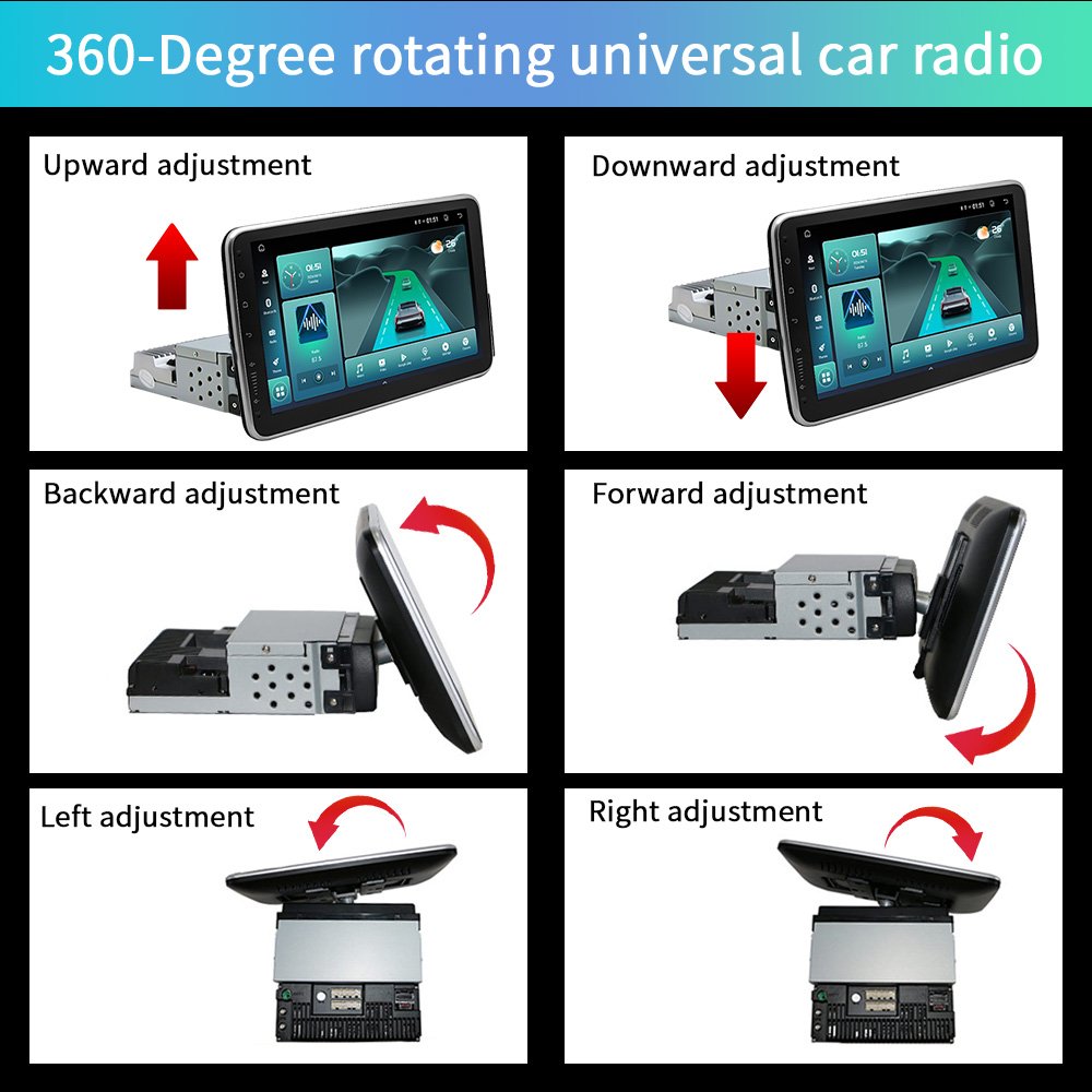 T5 2+32GB 1Din 9/10 Inch apple Carplay Android Multimedia Player Car Dvd Player Rotatable 360 Degree Car Rotating Car Radio