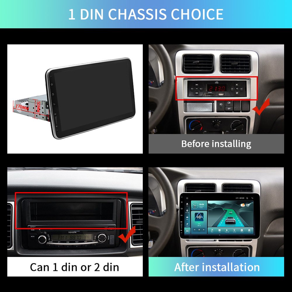 T5 2+32GB 1Din 9/10 Inch apple Carplay Android Multimedia Player Car Dvd Player Rotatable 360 Degree Car Rotating Car Radio
