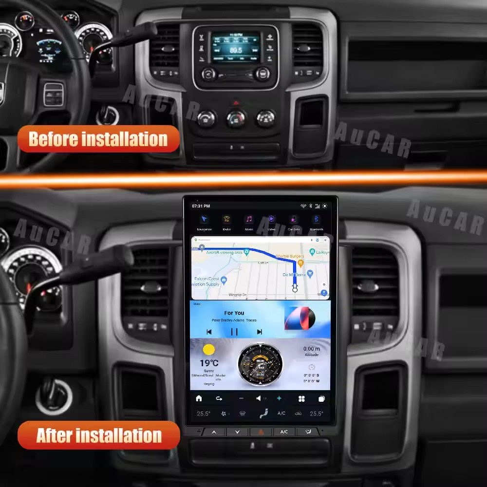 AuCar 14.4" Latest Tesla Screen Android 13 Car Radio Multimedia Player Car Stereo Video GPS Navigation For Dodge RAM 2013-2018