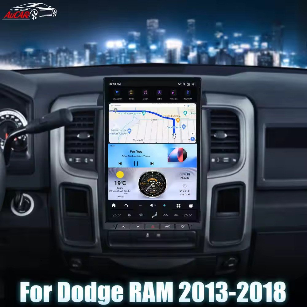 AuCar 14.4" Latest Tesla Screen Android 13 Car Radio Multimedia Player Car Stereo Video GPS Navigation For Dodge RAM 2013-2018