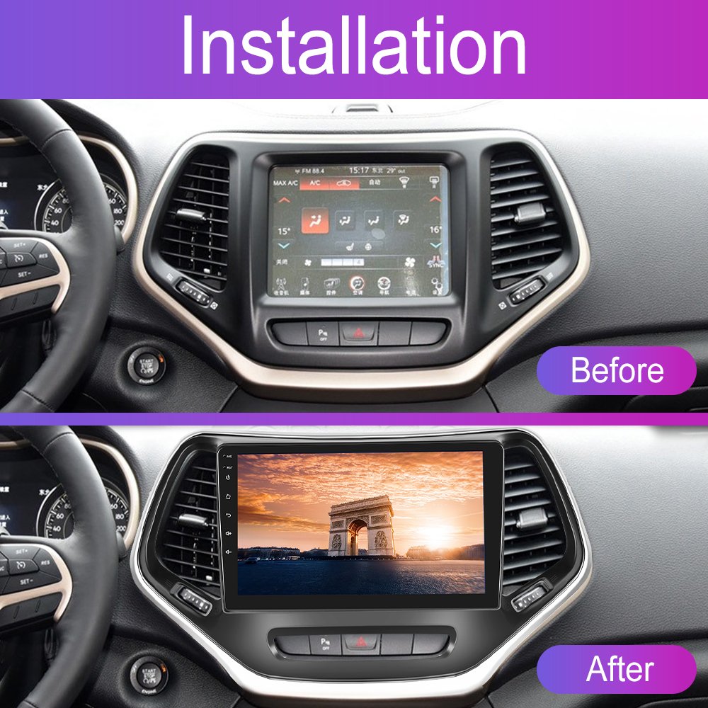 (USA Stock) Podofo 10.1'' Android Car Radio Carplay Android Auto GPS RDS HIFI Support AHD Cam For Jeep Cherokee 2015