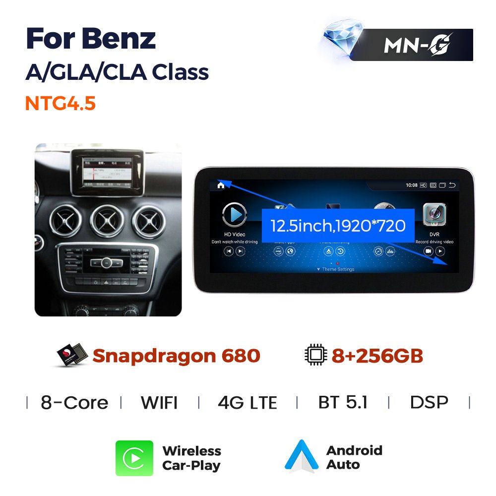 MEKEDE 8+256G Android 13 Snapdragon 662 Car Video For Benz A-GLA-CLA CLASS W176 SL Class R231 2011-2018 car stereo android