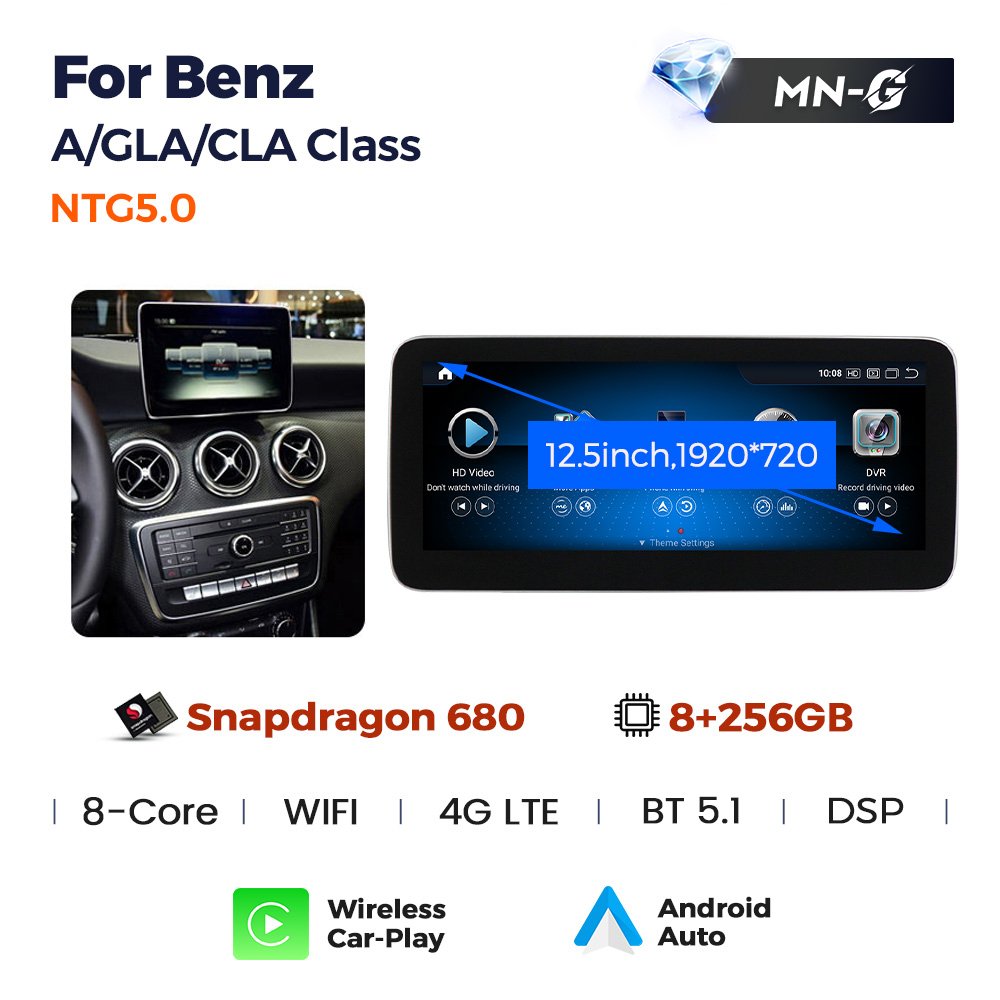 MEKEDE 8+256G Android 13 Snapdragon 662 Car Video For Benz A-GLA-CLA CLASS W176 SL Class R231 2011-2018 car stereo android