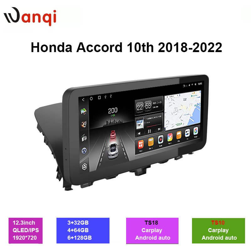 12.3 inch Carplay android 14 Car DVD Player for Honda Accord 10th 2018-2022 android car radio