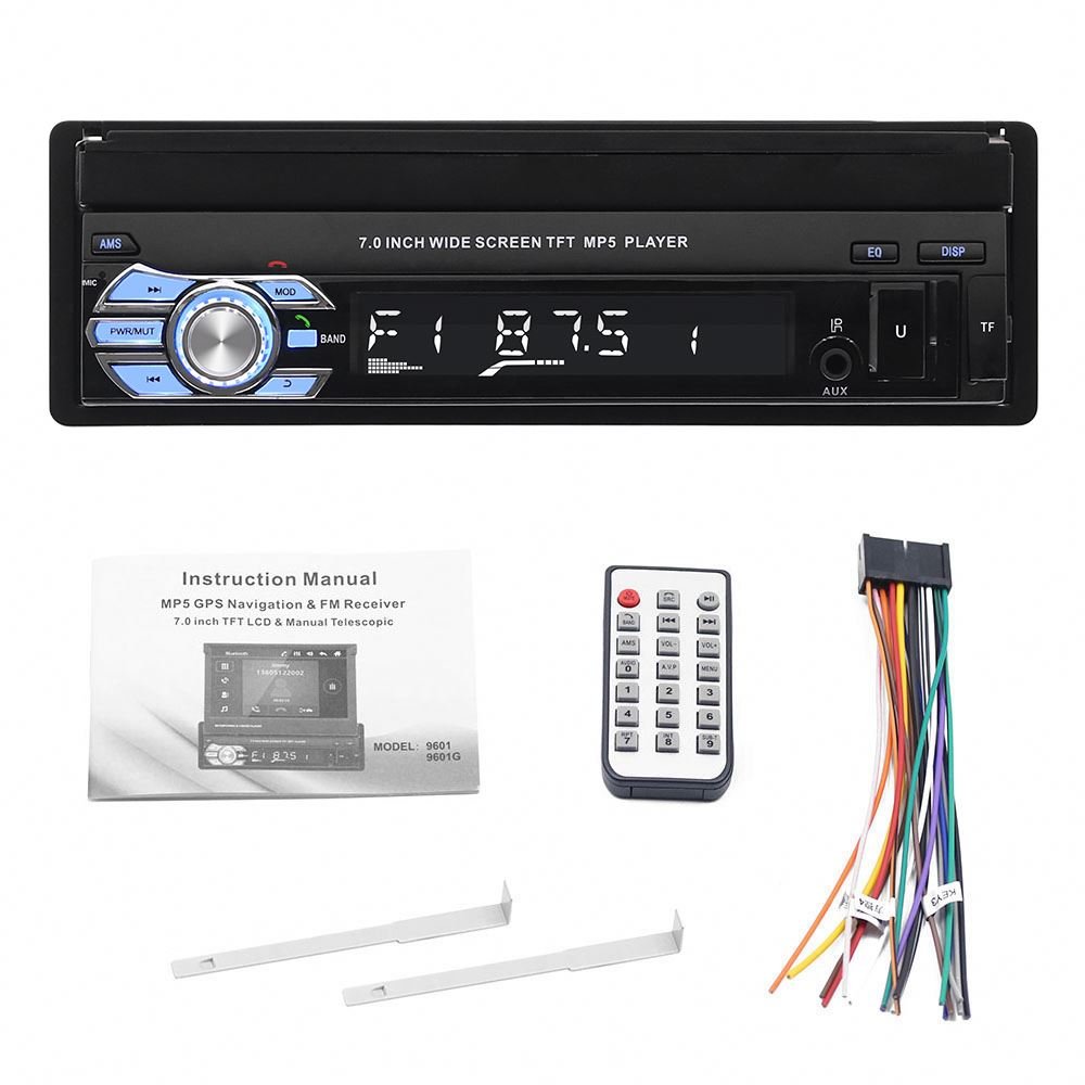 Car Dvd Player 7 Inch BT AUX TF Fm Transmitter Car Stereo Audio Mp5 Mp3 Multimedia Player Car Radio With Retractable Screen