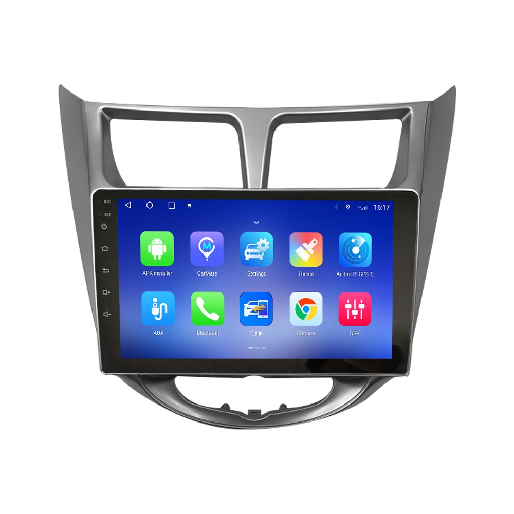 For Hyundai Verna Accent Solaris 2010-2016 silver Radio Device Double 2 Din Octa-Core Quad Android Car Stereo GPS Carplay