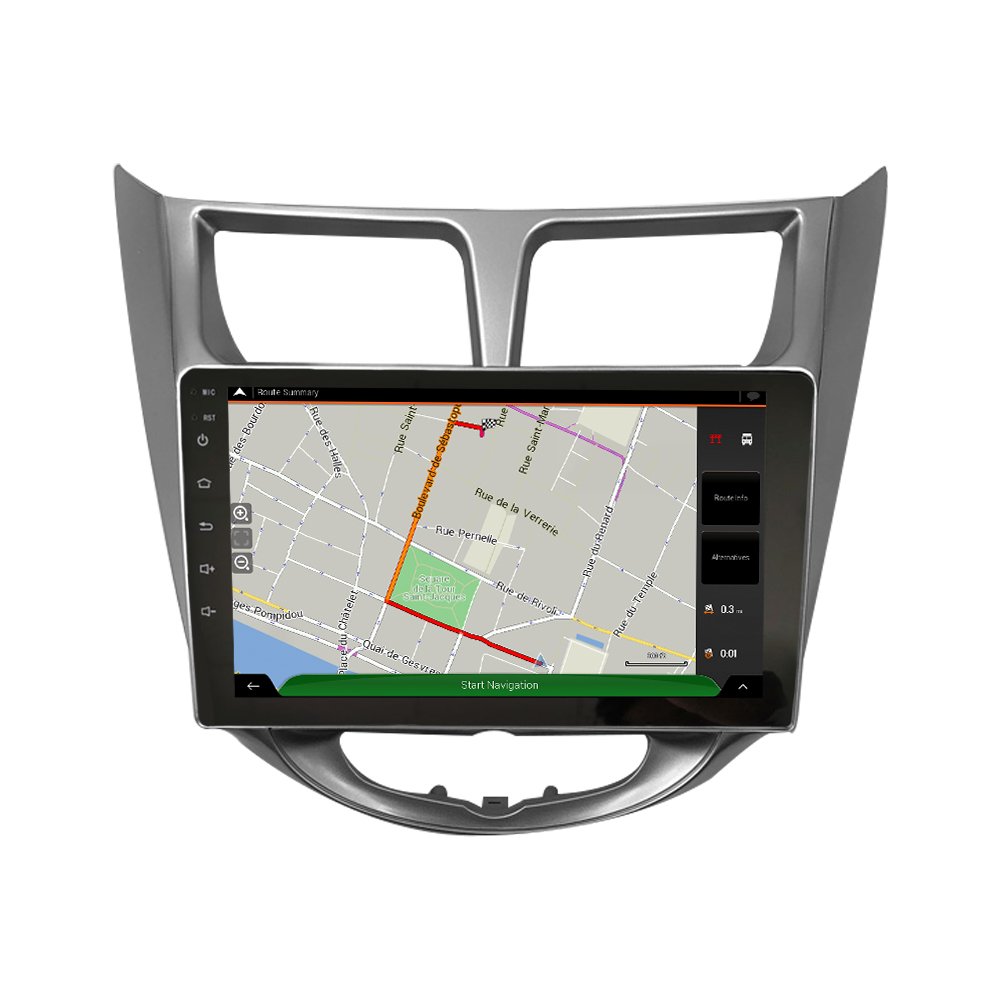 For Hyundai Verna Accent Solaris 2010-2016 silver Radio Device Double 2 Din Octa-Core Quad Android Car Stereo GPS Carplay