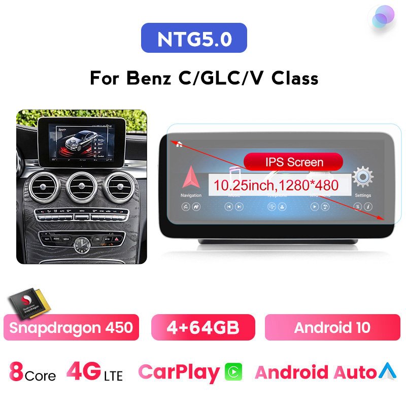 MEKEDE car video AM FM For Benz C Class W205 GLC X253 C260 C280 C300 C350 C400 C450 2014-2018 NTG5.0 car radio gps 4G autoradio