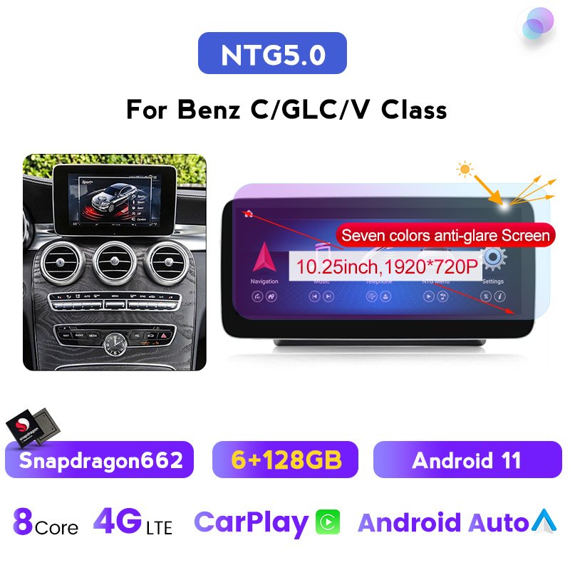 MEKEDE car video AM FM For Benz C Class W205 GLC X253 C260 C280 C300 C350 C400 C450 2014-2018 NTG5.0 car radio gps 4G autoradio