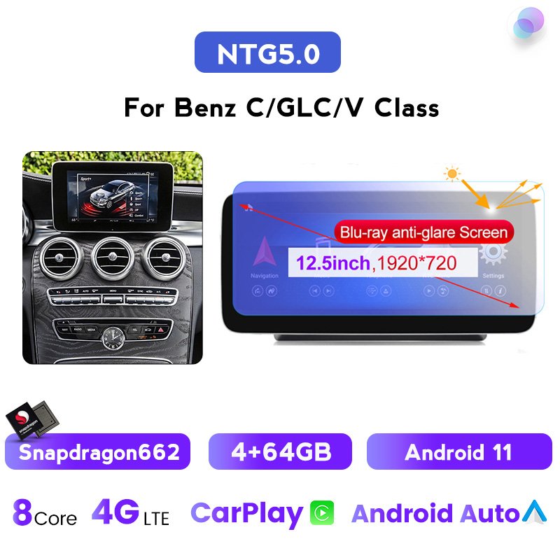 MEKEDE car video AM FM For Benz C Class W205 GLC X253 C260 C280 C300 C350 C400 C450 2014-2018 NTG5.0 car radio gps 4G autoradio