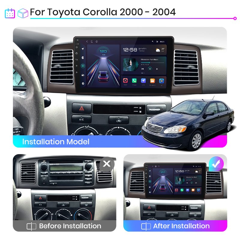 Junsun V1 Wireless Carplay 128GB Android Auto Car Radio For Toyota Corolla E130 E120 2000 - 2004 Multimedia Player GPS Autoradio