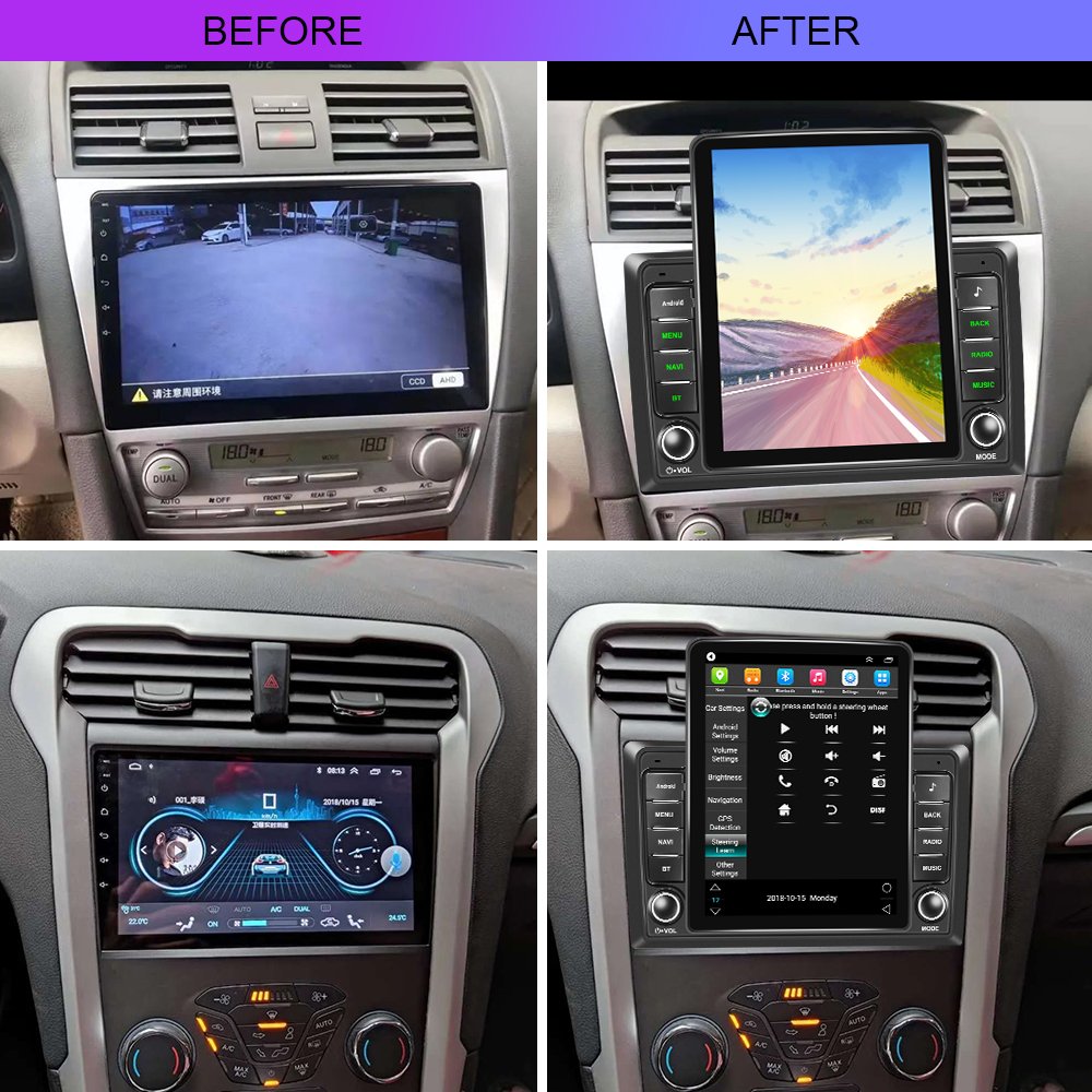 Podofo Android Double Din Car Stereo 9.5'' Vertical Screen Car Radio For Tesla Style GPS WIFI FM RDS Carplay Android Auto