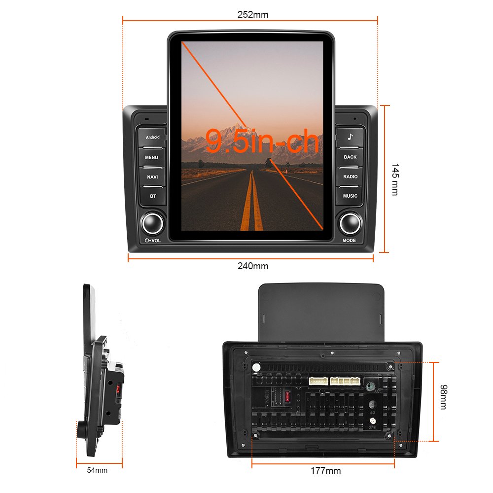 Podofo Android Double Din Car Stereo 9.5'' Vertical Screen Car Radio For Tesla Style GPS WIFI FM RDS Carplay Android Auto